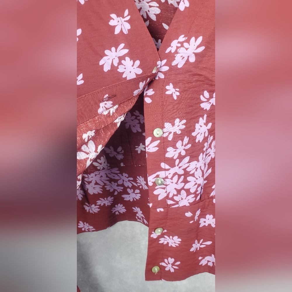 Madewell blouse V-Neck Button-Front Shirt Floral Print‎ Size L - Picture 7 of 14